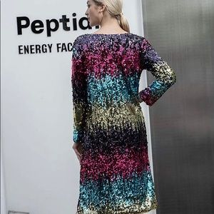 Rainbow Sparkly Sequin Loose Cover Up Coat